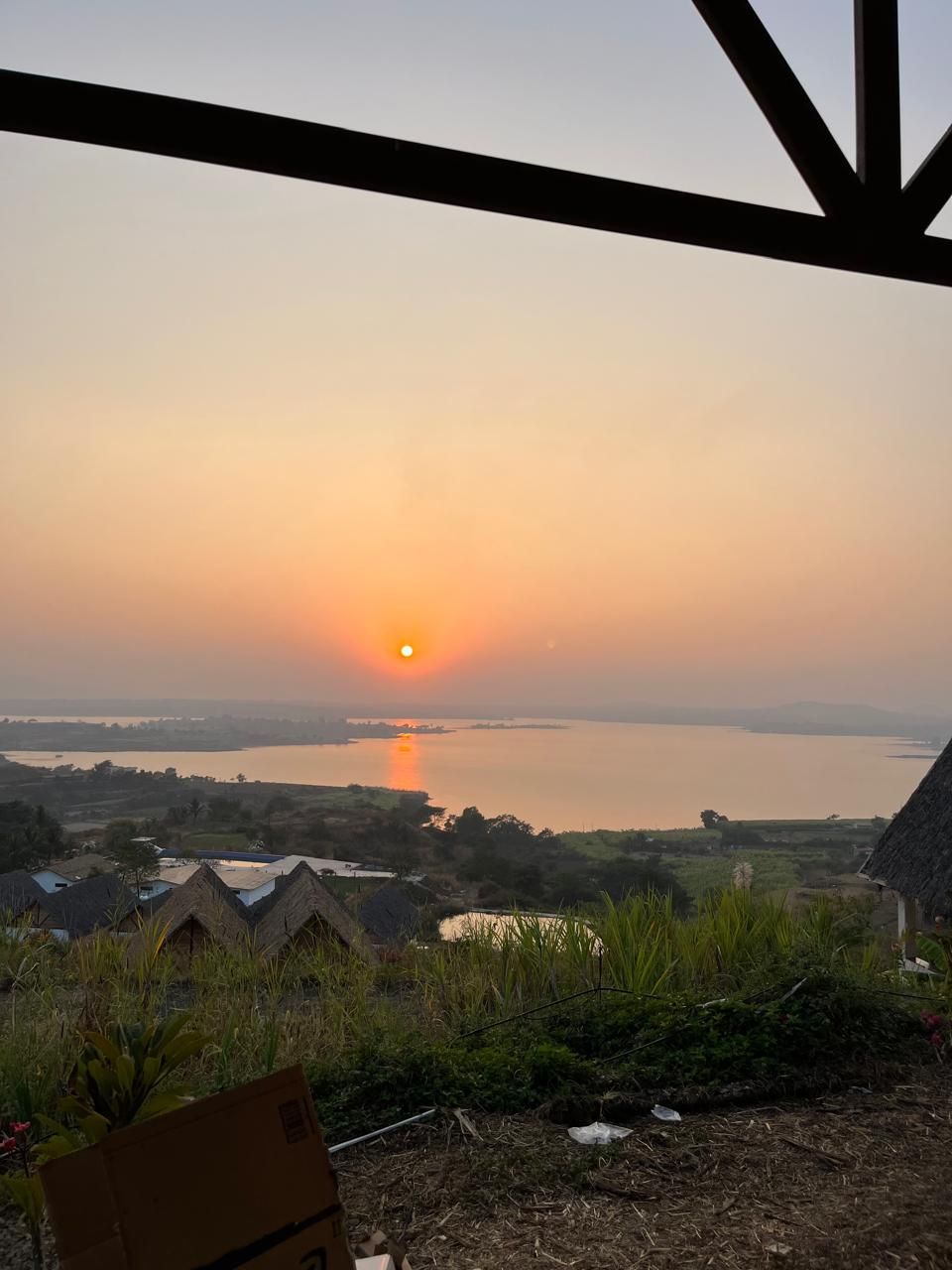 Sunset seen from a chalet veranda